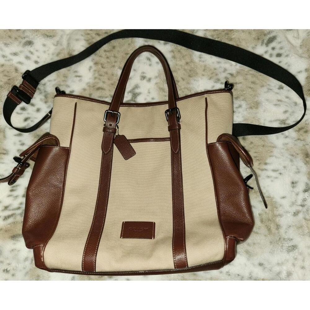Coach Spirit Tote Canvas Tan Brown Vguc $400 Bag Purse